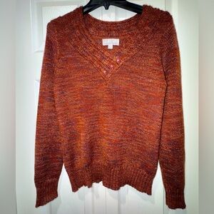 Carolyn Taylor Multicolor V-neck 3 button Sweater. Size PL. GUC